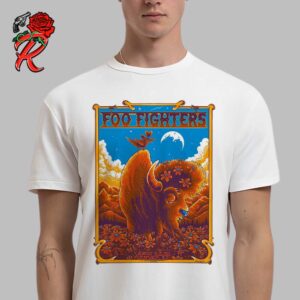 Foo Fighter Merch Poster For The Show In Denver Colorado At Empower Field On August 3 2024 Iconic Colorado Bison Artwork Classic T-Shirt