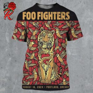 Foo Fighters Concert Poster For Portland Oregon On August 16 2024 At Providence Park Tiger Artwork Love Forever All Over Print Shirt