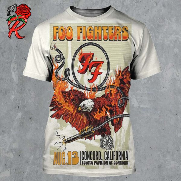 Foo Fighters Concord California Gig Poster At Toyota Pavilion At Concord On August 13 2024 All Over Print Shirt