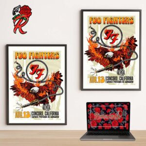 Foo Fighters Concord California Gig Poster At Toyota Pavilion At Concord On August 13 2024 Home Decor Poster Canvas