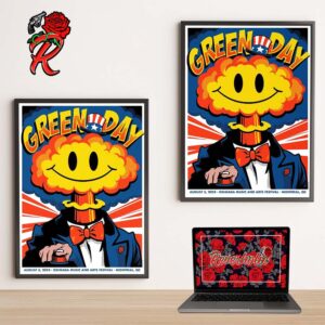 Green Day 924 Gilman Legends Gig Poster At Osheaga Music And Arts Festival In Montreal Quebec Canada On August 3 2024 Home Decor Poster Canvas