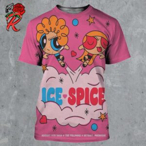 Ice Spice Concert VIP Poster For Tonight Show At The Filmore In Detroit Michigan On August 9th 2024 The Powerpuff Girls Style Artwork All Over Print Shirt