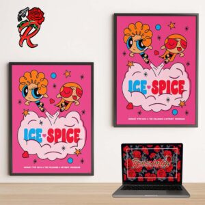 Ice Spice Concert VIP Poster For Tonight Show At The Filmore In Detroit Michigan On August 9th 2024 The Powerpuff Girls Style Artwork Home Decor Poster Canvas