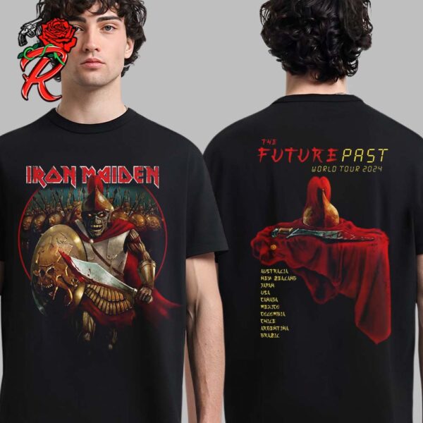 Iron Maiden The Future Past Tour 2024 Alexander The Great With Countries Tour Runs List Two Sides Unisex T-Shirt