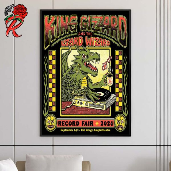 King Gizard And The Lizard Wizard Record Fair 2024 Poster For The Gizzy Wizzy Piggies At The Gorge Amphitheatre On September 14th Home Decor Poster Canvas