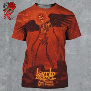 Lamb Of God Amongst The Stars And Blood Poster For Show At Red Rocks Amphitheatre Colorado On August 29 2024 Lurking Skelebohemoth Artwork All Over Print Shirt