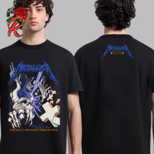 Metallica M72 Chicago IL Night 1 Merch Tee For Soldier Field On August 9 2024 M72 North American Tour 2024 Skeleton Graves Artwork Two Sides Unisex T-Shirt