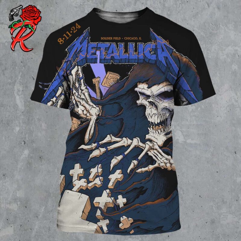 Metallica M72 Chicago IL Night 2 Merch Poster For Soldier Field On August 11 2024 M72 North American Tour 2024 All Over Print Shirt