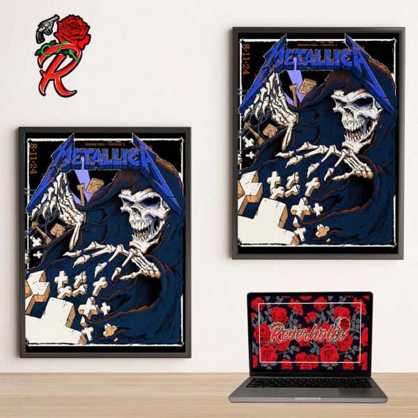 Metallica M72 Chicago IL Night 2 Merch Poster For Soldier Field On August 11 2024 M72 North American Tour 2024 Home Decor Poster Canvas