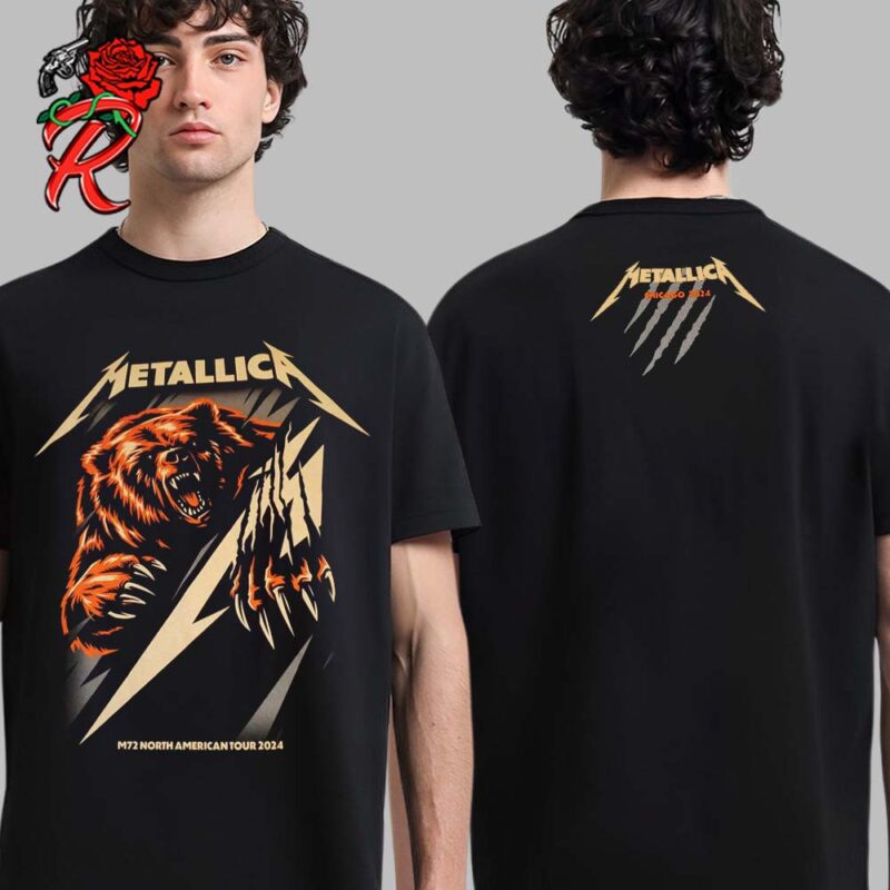 Metallica M72 Chicago Pop Up Shop Merch Tee For Chicago IL On On August 9 And 11 At Soldier Field M72 North American Tour 2024 The Bear Artwork Two Sides Unisex T Shirt