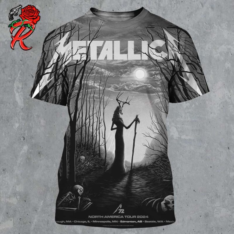 Metallica M72 Edmonton 2024 Alberta Canada Pop Up Shop Merch Poster At Commonwealth Stadium On August 23 And 25 2024 M72 North American Tour All Over Print Shirt