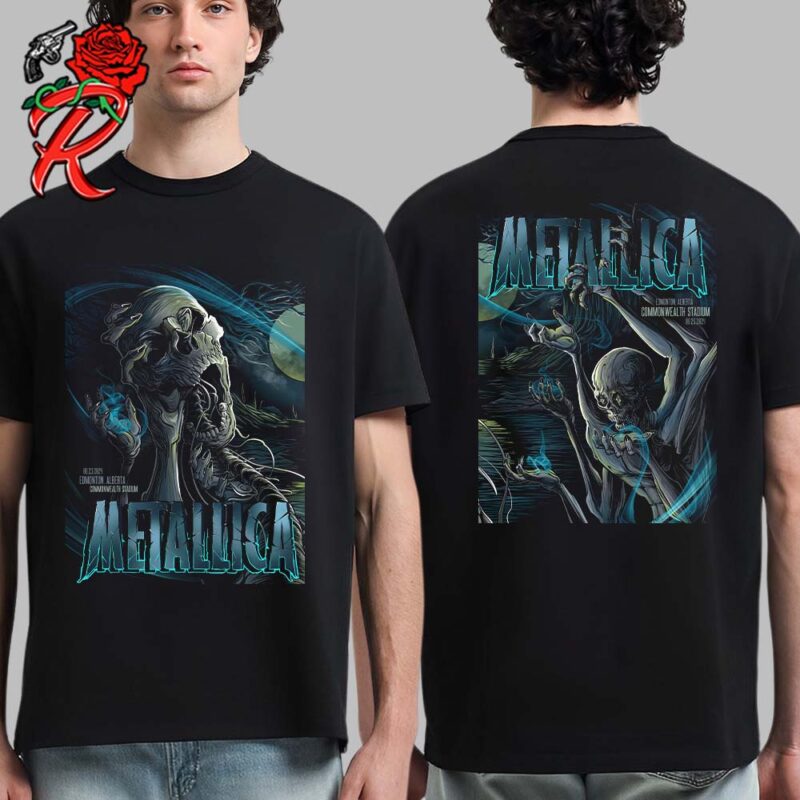 Metallica M72 Edmonton Alberta Full Show Combined Poster At Commonwealth Stadium Canada On August 23 And 25 2024 M72 North American Tour Two Sides Unisex T Shirt