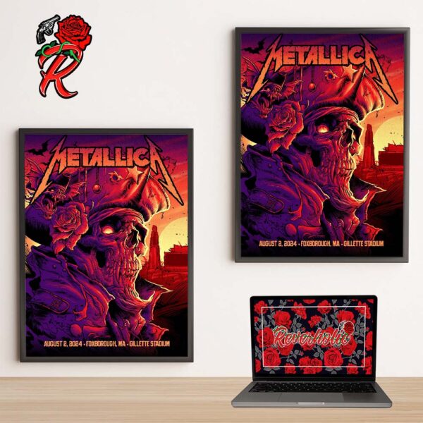 Metallica M72 Foxborough MA Night 1 Limited Poster For The Show At Gillette Stadium On August 2 2024 M72 North America Home Decor Poster Canvas