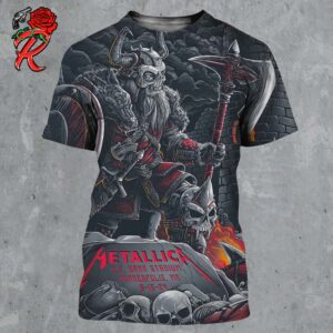 Metallica M72 Minneapolis MN Night 1 Poster For The Show At US Bank Stadium On August 16 2024 The Death Viking Artwork All Over Print Shirt