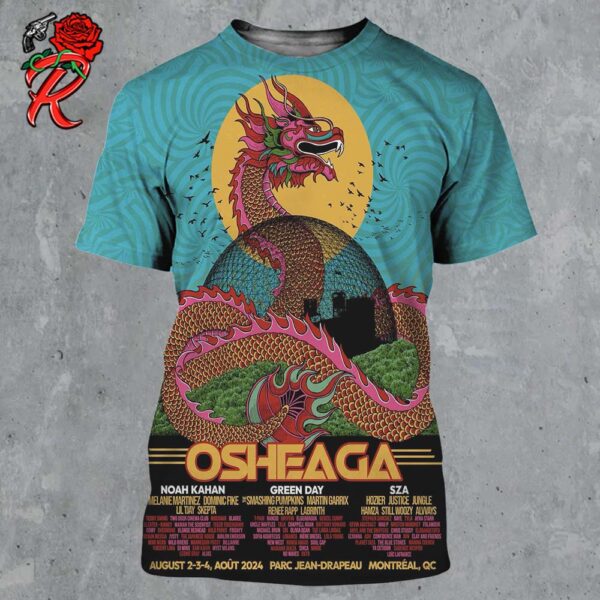 Osheaga 2024 Festival Official Line Up Poster At Parc Jean Drapeau In Montreal Quebec On August 2 3 4 2024 Year Of The Dragon All Over Print Shirt