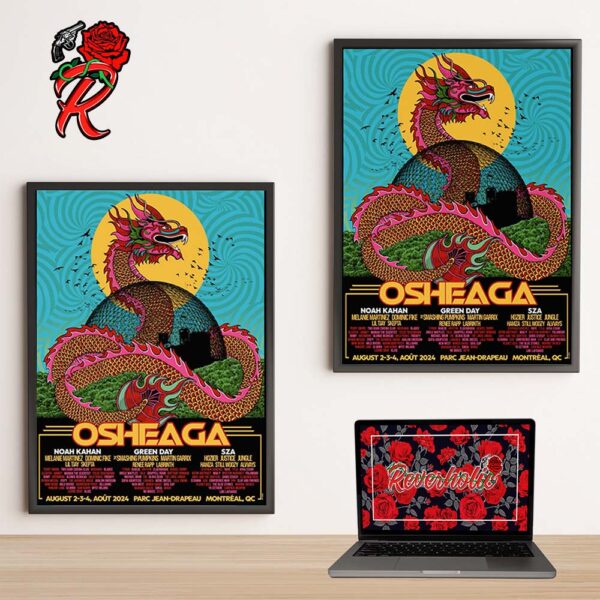 Osheaga 2024 Festival Official Line Up Poster At Parc Jean Drapeau In Montreal Quebec On August 2 3 4 2024 Year Of The Dragon Home Decor Poster Canvas