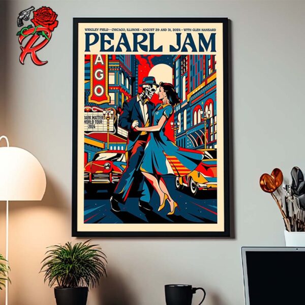 Pearl Jam Event Poster Merch For The Windy City Chicago IL At Wrigley Field On August 29 And 31 2024 Artwork By Van Orton Home Decor Poster Canvas