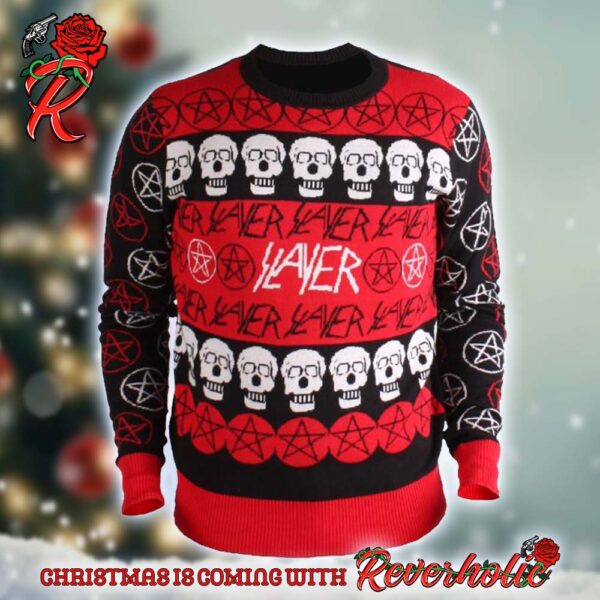 Slayer Kerry King Pentagram And Skulls Pattern Logo Holiday 2024 Christmas Ugly Sweater