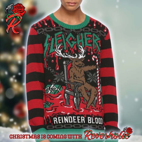 Slayer Sleigher Reindeer Blood Christmas Throne Xmas Ugly Sweater