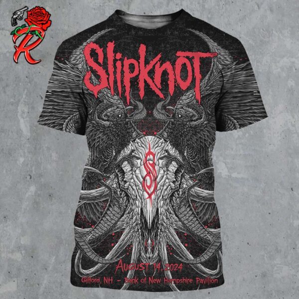 Slipknot 2024 Tour Poster For Gilford At Bank Of New Hampshire Pavilion On August 14 2024 Here Comes The Pain 25th Anniversary Tour All Over Print Shirt