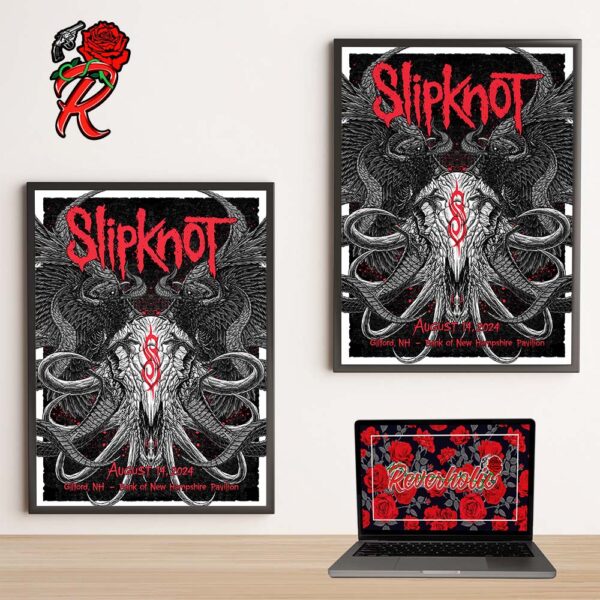 Slipknot 2024 Tour Poster For Gilford At Bank Of New Hampshire Pavilion On August 14 2024 Here Comes The Pain 25th Anniversary Tour Home Decor Poster Canvas