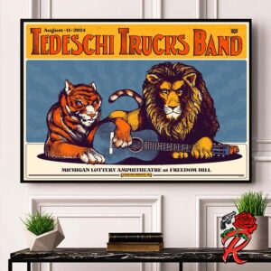 Tedeschi Trucks Band Poster For Sterling Heights Michigan At Michigan Lottery Amphitheatre At Freedom Hill Lion And Tiger Artwork Home Decor Poster Canvas