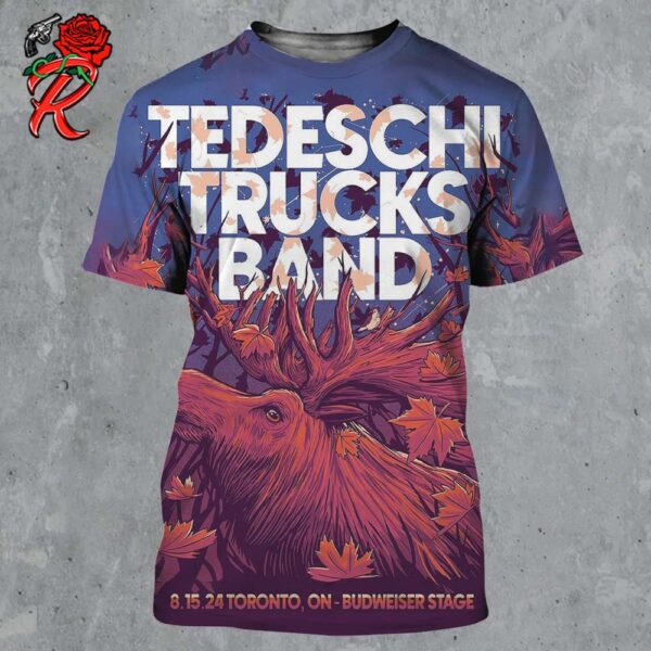 Tedeschi Trucks Band Poster For Toronto ON At Budweiser Stage On August 15 2024 The Alces With Fallen Maple Leaves All Over Print Shirt