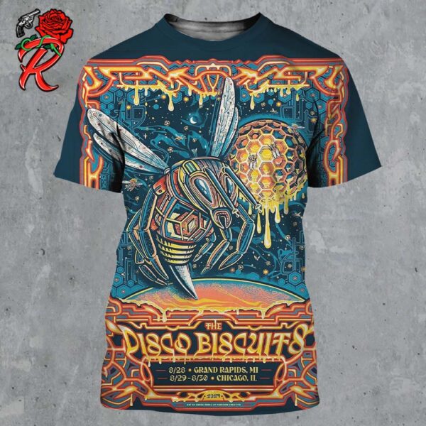 The Disco Biscuits Gig Poster For Shows In Grand Rapids Michigan On August 28 And Chicago Illinois On August 29 And 30 2024 Aceetobee Inspired Artwork All Over Print Shirt