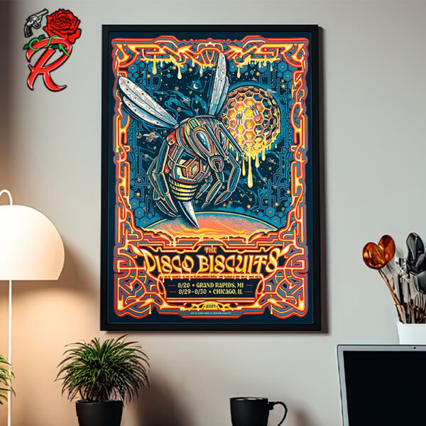 The Disco Biscuits Gig Poster For Shows In Grand Rapids Michigan On August 28 And Chicago Illinois On August 29 And 30 2024 Aceetobee Inspired Artwork Home Decor Poster Canvas