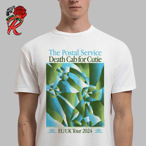 The Postal Service And Death Cab For Cutie EU UK Tour 2024 Celebrating The 20th Anniversary Of Give Up And Transatlanticism Poster Leg Dates Unisex T-Shirt