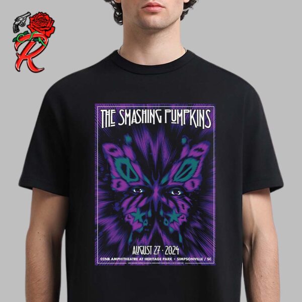 The Smashing Pumpkins Concert Poster For Simpsonville SC At CCNB Amphitheatre At Heritage Park On August 27 2024 The Butterfly Artwork Classic T-Shirt