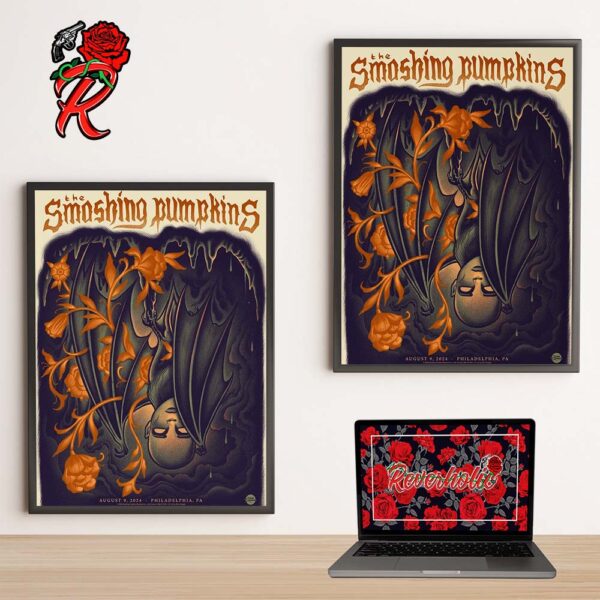 The Smashing Pumpkins Concert Poster For The Show In Philadelphia PA At Citizens Bank Park On August 9 2024 Home Decor Poster Canvas