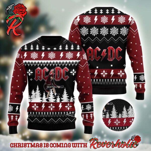 ACDC Angus Young Under The Snowy Night 2024 Christmas Ugly Sweater