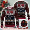 ACDC Hells Bells Signature Symbol With Snowflakes Pattern Black And Red Ugly Christmas Sweater 2024