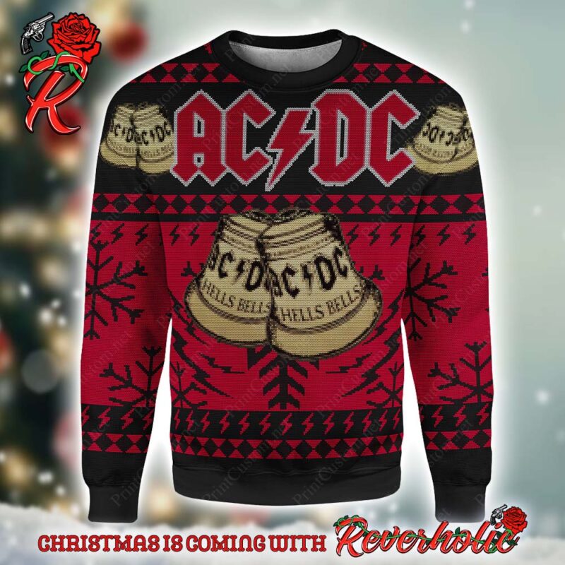 ACDC Band Members Photo Snowflakes And Thunder Logo Pattern Knitted ...