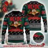 ACDC Hells Bells Signature Symbol With Snowflakes Pattern Black And Red Ugly Christmas Sweater 2024