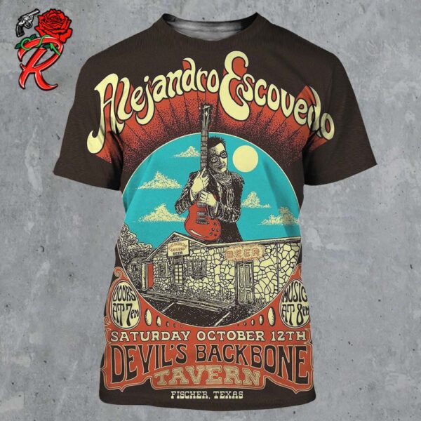 Alejandro Escovedo Show Poster In Fischer Texas At Devil’s Backbone On October 12 2024 All Over Print Shirt