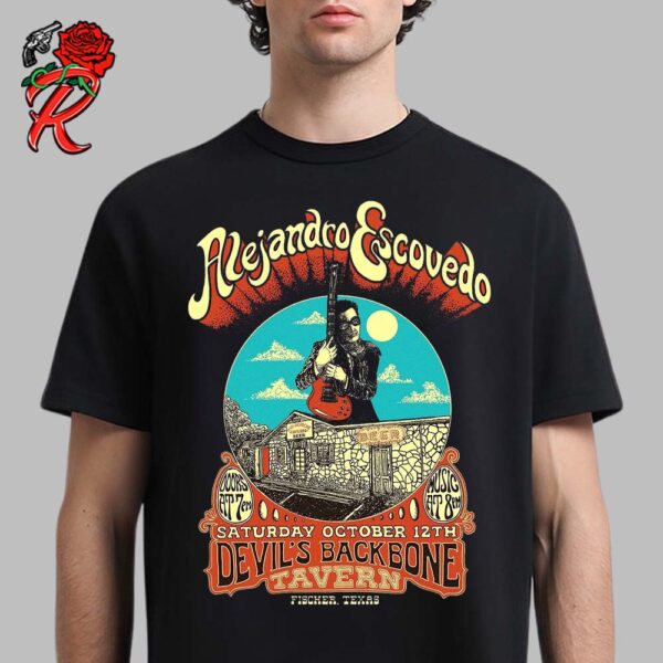 Alejandro Escovedo Show Poster In Fischer Texas At Devil’s Backbone On October 12 2024 Unisex T-Shirt