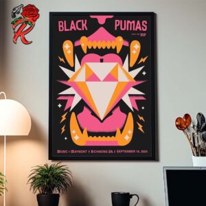 Black Pumas With The DIP Gig Poster For Richmond VA At Music At Maymont On September 16 2024 Diamond Lightening Artwork Home Decor Poster Canvas