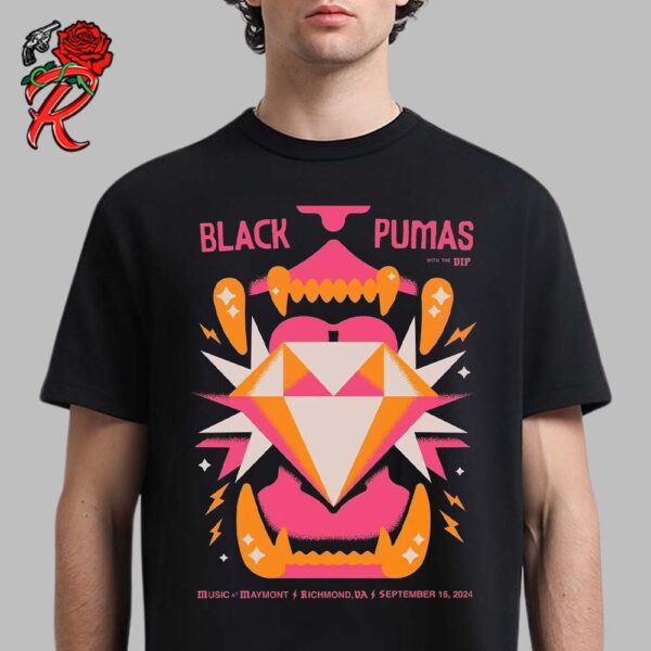 Black Pumas With The DIP Gig Poster For Richmond VA At Music At Maymont On September 16 2024 Diamond Lightening Artwork Unisex T-Shirt