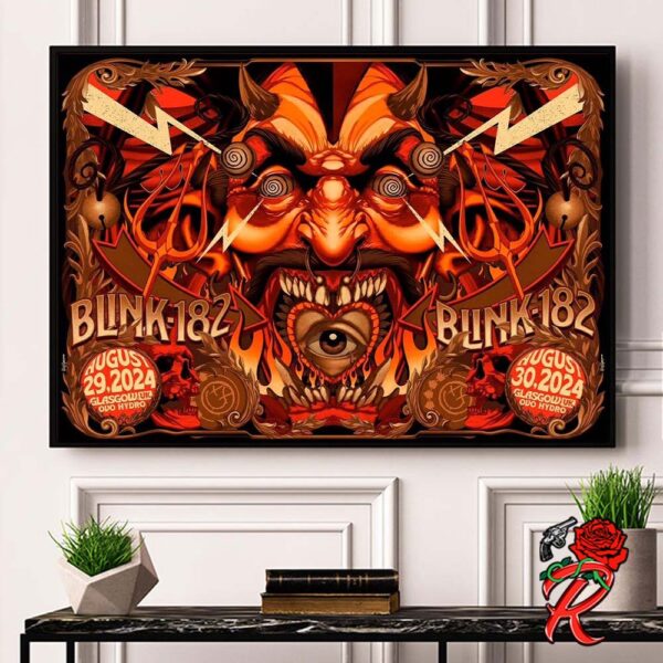 Blink 182 Full Show Combined Poster For Shows In Glasgow UK At OVO Hydro On August 29 And 30 2024 The Circus Devil Artwork Home Decor Poster Canvas