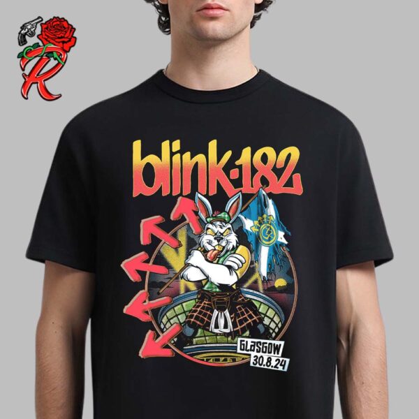 Blink 182 Glasgow UK Night 2 Merch Tee At OVO Hydro On August 30 2024 Bravefart Rabbit Artwork Unisex T-Shirt