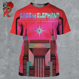 Cage The Elephant Concert Poster For Nashville Tennessee At Ascend Amphitheater On September 1 2024 The Bat Tower Artwork All Over Print Shirt