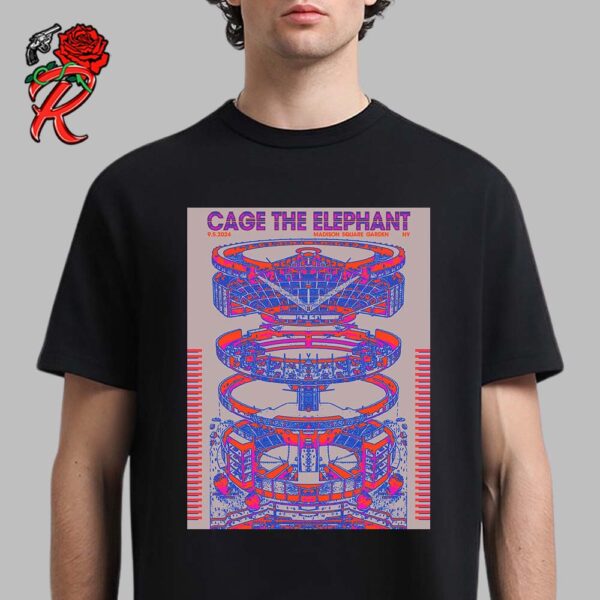 Cage The Elephant Gig Poster For Show At Madison Square Garden New York On September 5 2024 Unisex T-Shirt