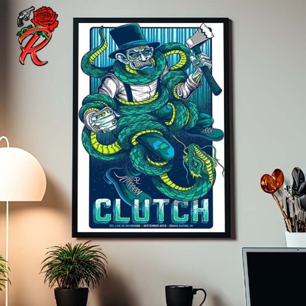 Clutch Poster For Show In Grand Rapids Michigan At GCL Live At 20 Monroe On September 26th 2024 Wall Decor Poster Canvas