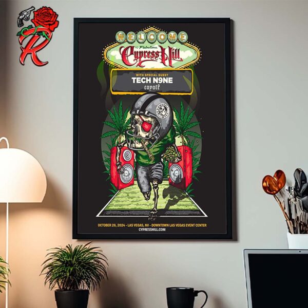 Cypress Hill Welcome To Fabulous Concert Poster In Las Vegas Nevada At Downtown Las Vegas Event Center On October 26 2024 The Skeleton Football Player Artwork Home Decor Poster Canvas