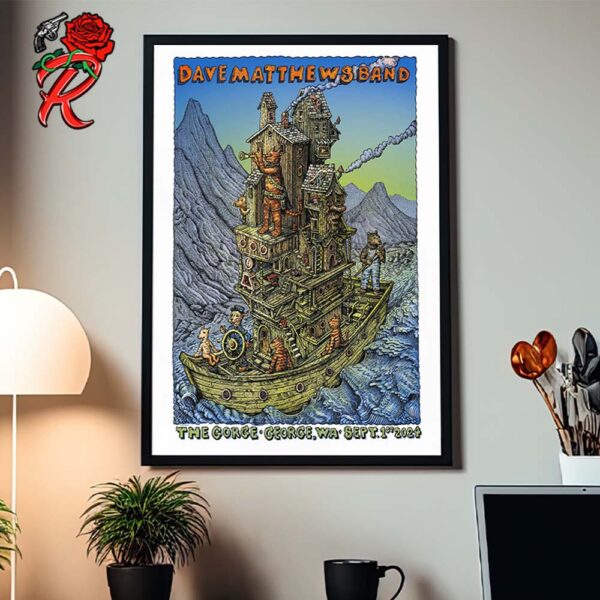 Dave Matthews Band Concert Poster For Summer Tour In George Washington At The Gorge On September 1st 2024 Home Decor Poster Canvas