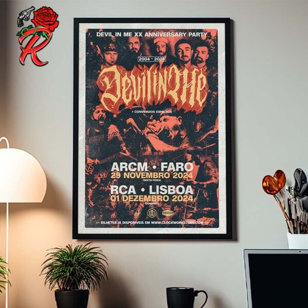 Devil In Me XX Anniversary Party 2004 2024 Poster In ARCM Faro On 29 Novembro And RCS Lisboa On 01 Dezembro Home Decor Poster Canvas