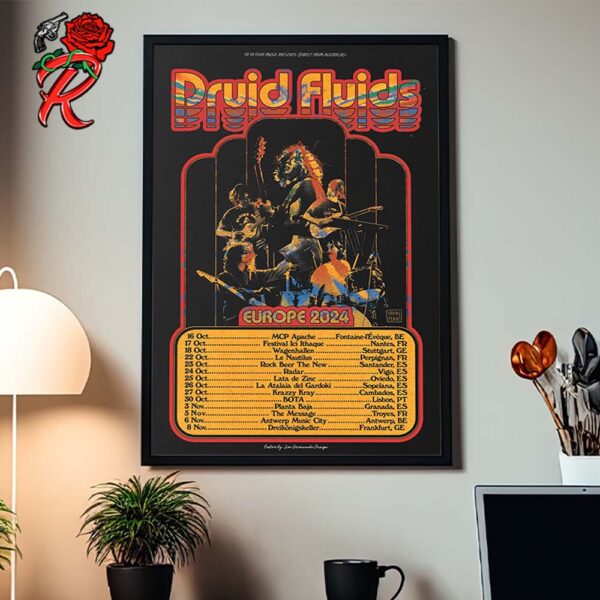 Druid Fluids Official Poster For Europe Tour 2024 Tour Dates List Home Decor Poster Canvas