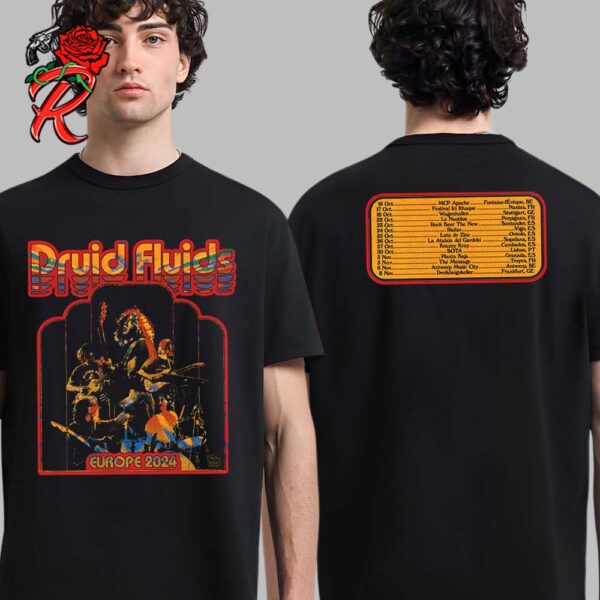 Druid Fluids Official Poster For Europe Tour 2024 Tour Dates List Two Sides Unisex T-Shirt